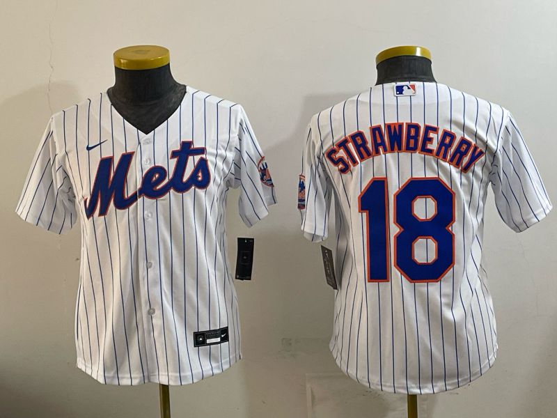 Youth 2026 New York Mets #18 Strawberry White Stripe Game Nike MLB Jersey style 01